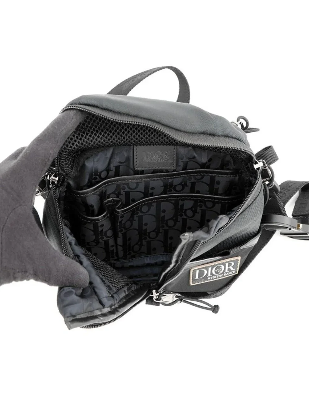Dior Shoulder Bag Nylon Leather Mystery Lunch Collaboration Black